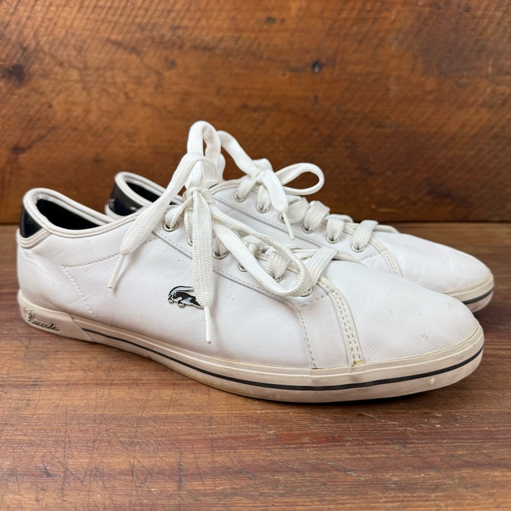 Lacoste Men's White Leather Sneakers Size 10.5